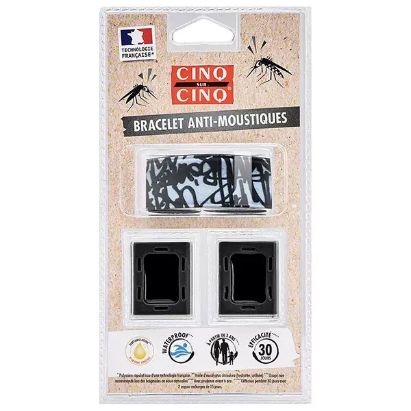 Bracelet anti-moustiques Cinq sur Cinq Grafiti Noir